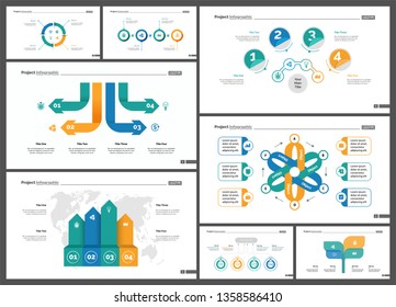 Creative business inforgraphic design set can be used for presentations, annual report, web design. Business concept. Donut, arrow, timeline, process charts, flowchart, comparison graph