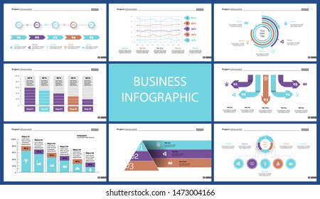 Creative business inforgraphic design set can be used for presentations, annual report, web design. Business concept. Donut, arrow, timeline, process charts, flowchart, comparison graph