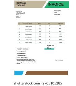 Plantilla de Factura empresarial creativa en tamaño a4 | Premium Vector