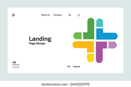 Creative business landing page with multiple color shapes
