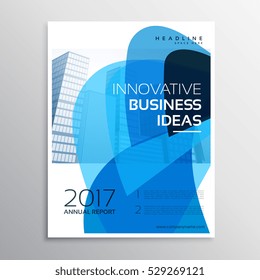 creative business leaflet or brochure template design with abstract blue shapes