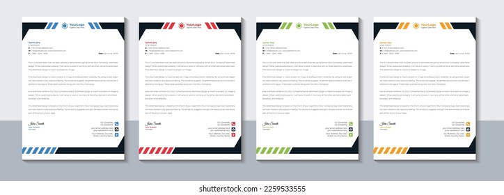 Creative Business letterhead design, Corporate letterhead template, Office, Professional, Company, Vector illustration.