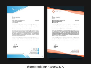 Creative Business Letterhead Template Design Corporate Style Simple Design Template Vector illustration. white Green and Saiyan Colour Variation Design