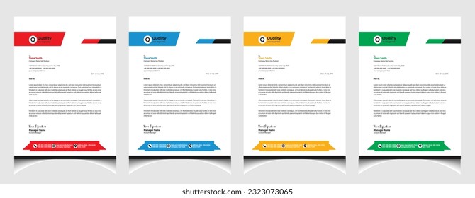 Diseño creativo de plantillas de membrete empresarial con un tamaño de 4. Diseño minimalista de membrete profesional.