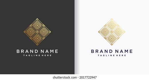 Plantilla de diseño de logotipo empresarial creativo con arte de línea y color de estilo gradiente dorado