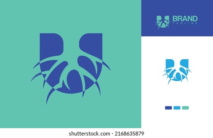 Logo professionnel créatif utilisant l'alphabet anglais lettre U et racine, branche combinée à l'intérieur dans un espace négatif avec motif et nuances pour la création de marque