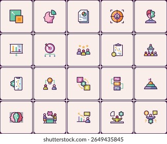 Creative Business and Management Icon Pack with Unique Design Elements