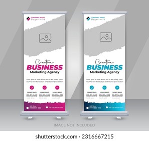 Creative business marketing agency roll up banner or abstract stand corporate banner template