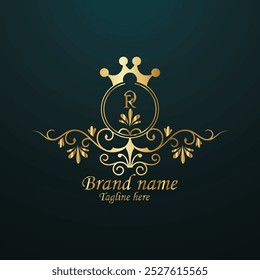 CREATIVE BUSINESS MODREN TEMPLADE  OR LATTER DESIGN , CREATIVE NEW MONOGRAM OR LATTER DESIGN WITH GOLDEN CLOR