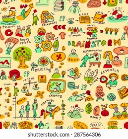 Creative business people color objects and icons seamless pattern
Seamless pattern with creative people color objects and icons. Color vector illustration.