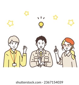 Creative business person icon illustration set. An inspired pose. vector.
