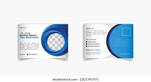 Creative business postcard template. Modern business postcard design with the blu  and whaite shape. and vector design.