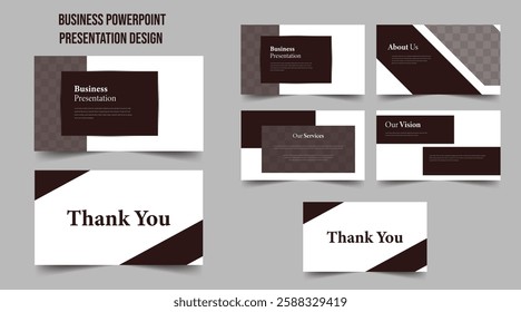 Creative business PowerPoint presentation slides template design. Use for modern keynote presentation background, brochure design, website slider, landing page, annual report, company profile