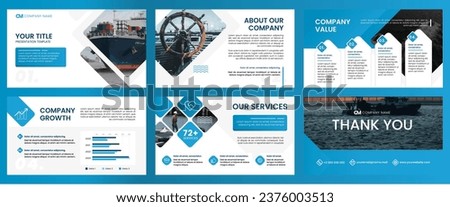 Creative business PowerPoint presentation slides template design with marine theme. Use for modern keynote presentation background, website slider, landing page, annual report, company profile