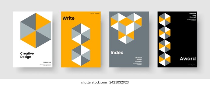 Diseño creativo de presentación de negocios. Diseño moderno de pancartas. Plantilla de informe geométrico. Antecedentes. Volante. Portada del libro. Folleto. Cartel. Billete. Cuaderno. Catálogo. Boletín informativo. Folleto. Revista
