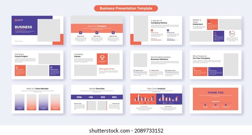 Creative business presentation slides template design. Use for modern presentation background, brochure design, web slider, landing page, annual report, company profile