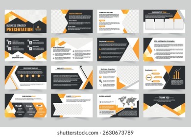 Creative business presentation slides template design set,  project strategy layout showcases design and service  presentation template
