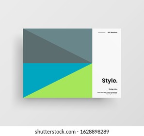 Creative business presentation vector A4 horizontal orientation front page mock up. Modern corporate report cover abstract geometric illustration design layout. Company identity brochure template.