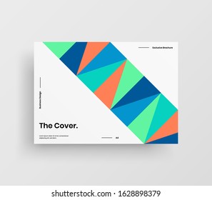 Creative business presentation vector A4 horizontal orientation front page mock up. Modern corporate report cover abstract geometric illustration design layout. Company identity brochure template.