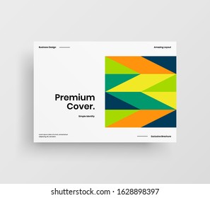 Creative business presentation vector A4 horizontal orientation front page mock up. Modern corporate report cover abstract geometric illustration design layout. Company identity brochure template.