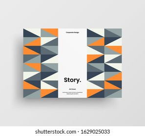 Creative business presentation vector A4 horizontal orientation front page mock up. Modern corporate report cover abstract geometric illustration design layout. Company identity brochure template.