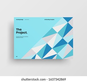 Creative business presentation vector A4 horizontal orientation front page mock up. Modern corporate report cover abstract geometric illustration design layout. Company identity brochure template.