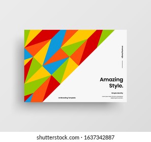 Creative business presentation vector A4 horizontal orientation front page mock up. Modern corporate report cover abstract geometric illustration design layout. Company identity brochure template.