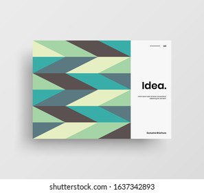 Creative business presentation vector A4 horizontal orientation front page mock up. Modern corporate report cover abstract geometric illustration design layout. Company identity brochure template.
