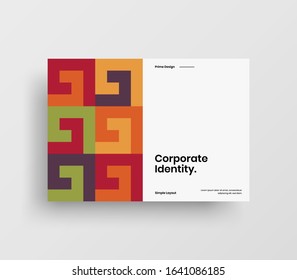 Creative business presentation vector A4 horizontal orientation front page mock up. Modern corporate report cover abstract geometric illustration design layout. Company identity brochure template.