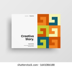 Creative business presentation vector A4 horizontal orientation front page mock up. Modern corporate report cover abstract geometric illustration design layout. Company identity brochure template.