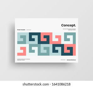 Creative business presentation vector A4 horizontal orientation front page mock up. Modern corporate report cover abstract geometric illustration design layout. Company identity brochure template.