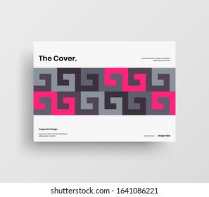 Creative business presentation vector A4 horizontal orientation front page mock up. Modern corporate report cover abstract geometric illustration design layout. Company identity brochure template.