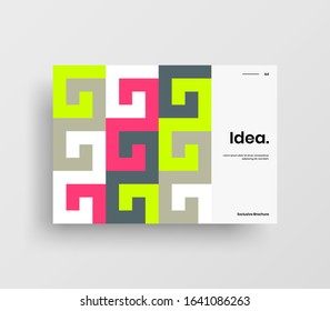 Creative business presentation vector A4 horizontal orientation front page mock up. Modern corporate report cover abstract geometric illustration design layout. Company identity brochure template.