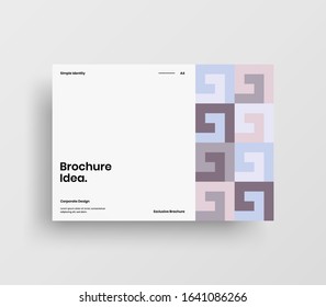 Creative business presentation vector A4 horizontal orientation front page mock up. Modern corporate report cover abstract geometric illustration design layout. Company identity brochure template.