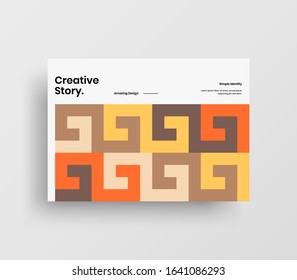 Creative business presentation vector A4 horizontal orientation front page mock up. Modern corporate report cover abstract geometric illustration design layout. Company identity brochure template.