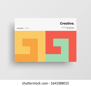 Creative business presentation vector A4 horizontal orientation front page mock up. Modern corporate report cover abstract geometric illustration design layout. Company identity brochure template.