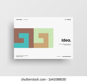 Creative business presentation vector A4 horizontal orientation front page mock up. Modern corporate report cover abstract geometric illustration design layout. Company identity brochure template.