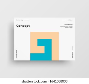 Creative business presentation vector A4 horizontal orientation front page mock up. Modern corporate report cover abstract geometric illustration design layout. Company identity brochure template.