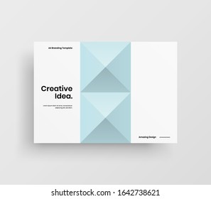 Creative business presentation vector A4 horizontal orientation front page mock up. Modern corporate report cover abstract geometric illustration design layout. Company identity brochure template.