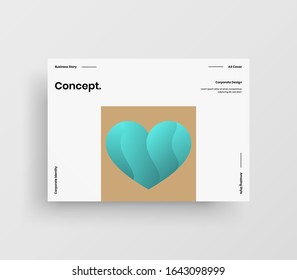 Creative business presentation vector A4 horizontal orientation front page mock up. Modern corporate report cover abstract geometric illustration design layout. Company identity brochure template.