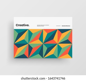 Creative business presentation vector A4 horizontal orientation front page mock up. Modern corporate report cover abstract geometric illustration design layout. Company identity brochure template.