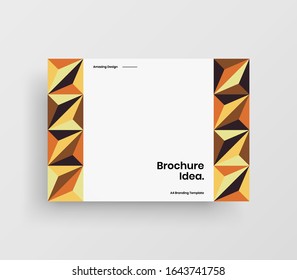 Creative business presentation vector A4 horizontal orientation front page mock up. Modern corporate report cover abstract geometric illustration design layout. Company identity brochure template.