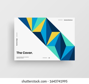 Creative business presentation vector A4 horizontal orientation front page mock up. Modern corporate report cover abstract geometric illustration design layout. Company identity brochure template.