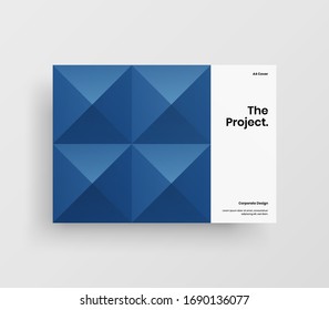 Creative business presentation vector A4 horizontal orientation front page mock up. Modern corporate report cover abstract geometric illustration design layout. Company identity brochure template.