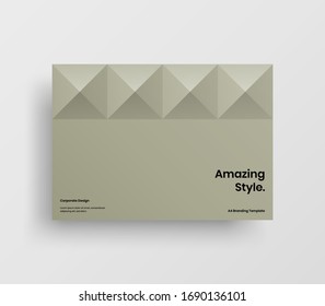 Creative business presentation vector A4 horizontal orientation front page mock up. Modern corporate report cover abstract geometric illustration design layout. Company identity brochure template.