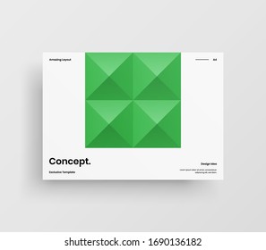 Creative business presentation vector A4 horizontal orientation front page mock up. Modern corporate report cover abstract geometric illustration design layout. Company identity brochure template.
