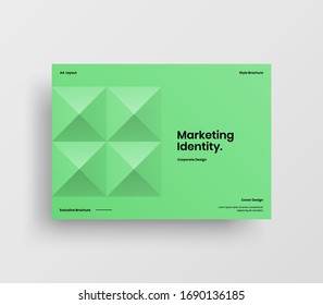 Creative business presentation vector A4 horizontal orientation front page mock up. Modern corporate report cover abstract geometric illustration design layout. Company identity brochure template.