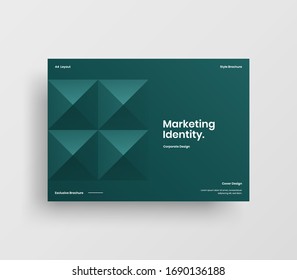 Creative business presentation vector A4 horizontal orientation front page mock up. Modern corporate report cover abstract geometric illustration design layout. Company identity brochure template.