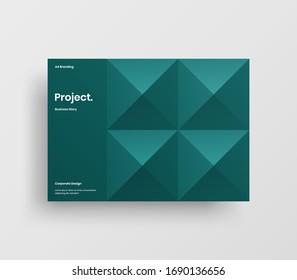 Creative business presentation vector A4 horizontal orientation front page mock up. Modern corporate report cover abstract geometric illustration design layout. Company identity brochure template.