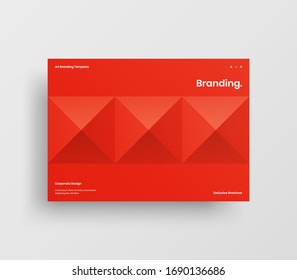 Creative business presentation vector A4 horizontal orientation front page mock up. Modern corporate report cover abstract geometric illustration design layout. Company identity brochure template.